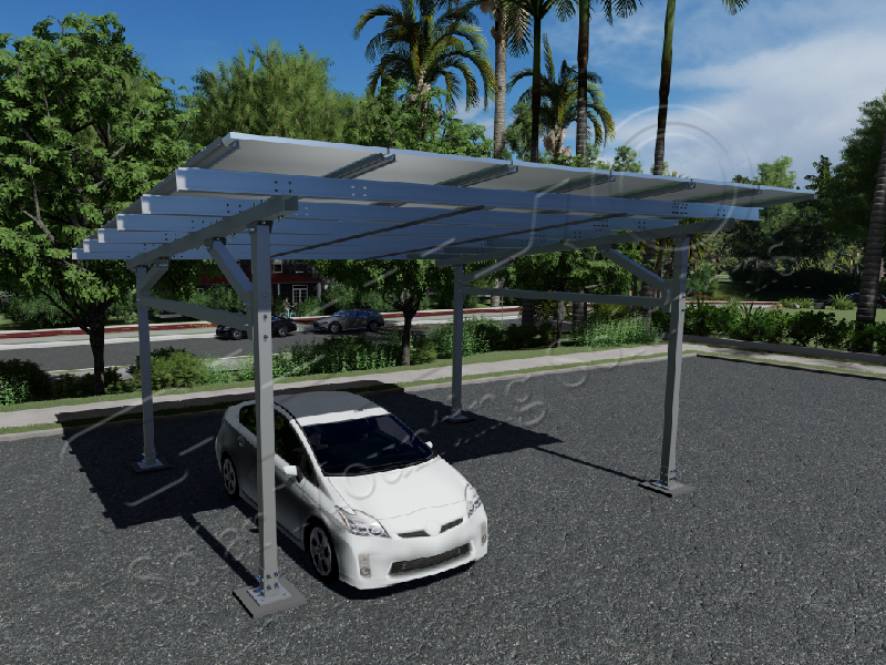 Sistema de Montaje Solar para Carport de Cuatro Pilar: Solución de Carport Energético